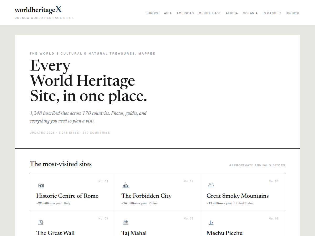 worldheritageX.com - nettside laget av Weblio